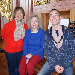 Tur til Schweiz 2011: Vores dejlige ven og organist Mutsumi Ueno, Randi og Michael. Jesuiten Kirche, Luzern 17. sept. 2011